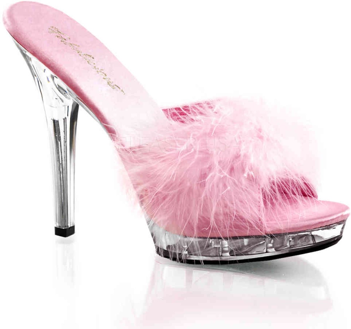 EU 36 = US 6 | LIP-101-8 | 5 Heel, 3/4 PF Marabou Slipper